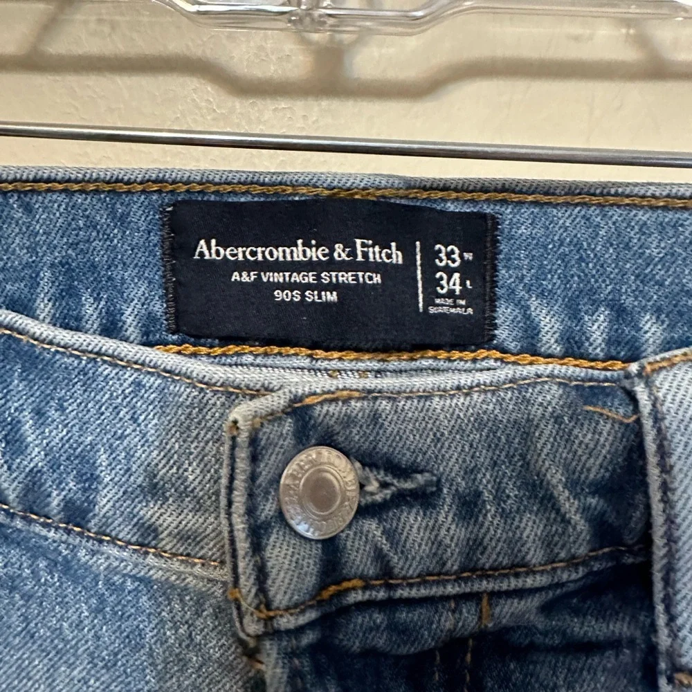 Abercrombie & Fitch Vintage Stretch 90’s Slim Fit Light Wash‎ Denim Men’s 33X34
